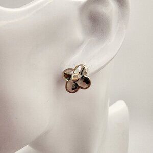 Vintage 925 Sterling Silver Abalone Mother of Pearl Flower Stud Earrings